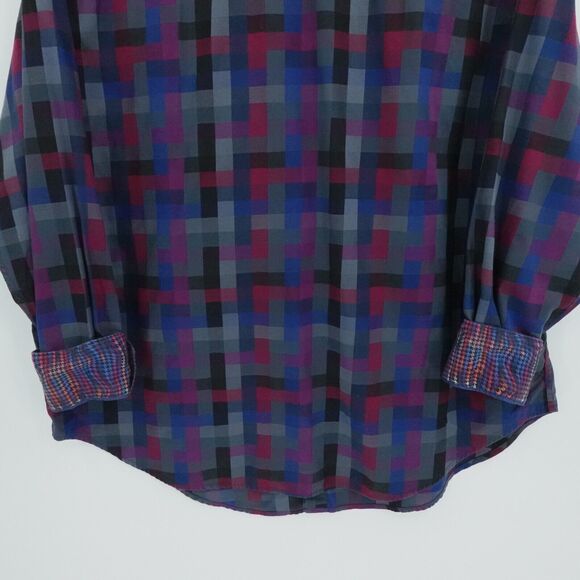 RObert Graham Shirt Mens XL Gray Geometric Flip Cuff Preppy Casual Office Button - Picture 13 of 15